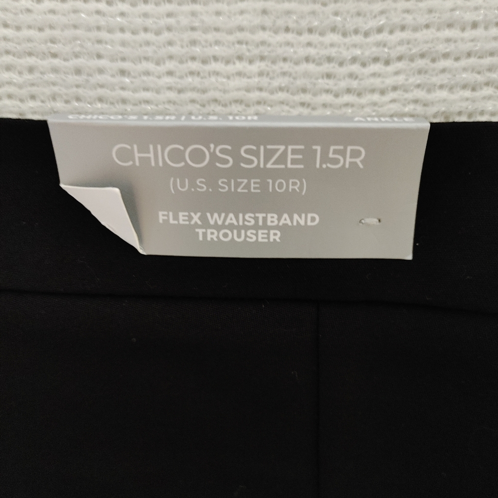 CHICO'S FLEX WAISTBAND ANKLE TROUSER, BLACK CHICO'S 1.5R/ US 10R - Picture 5 of 10